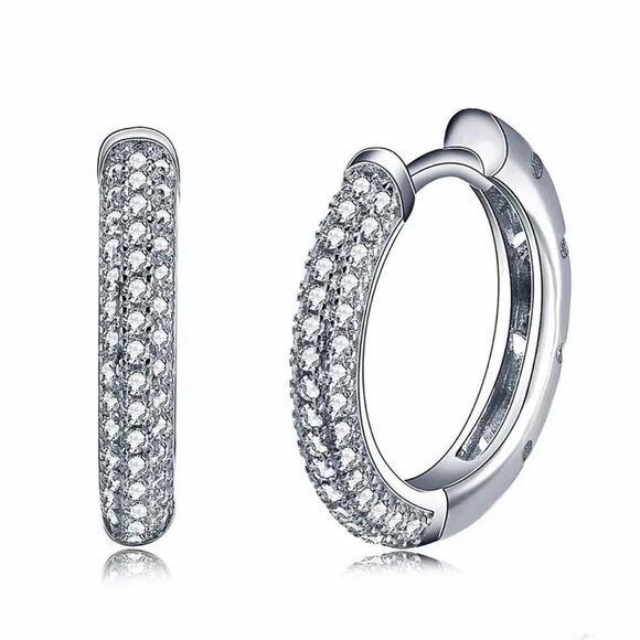 The Brilliance Mini Hoop Earrings in 925 and cubic zirconia - Picture 5 of 11